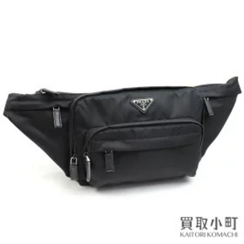 Prada Waist Bag Tessuto Saffiano Leather Black Triangle Belt Crossbody Bum